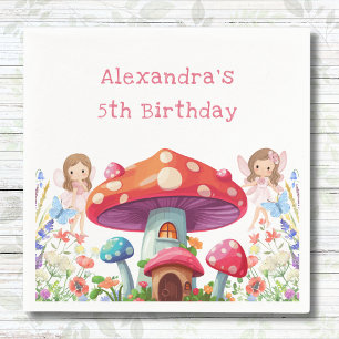Whimsical Mushroom Girl Fairy Birthday Party Napkin