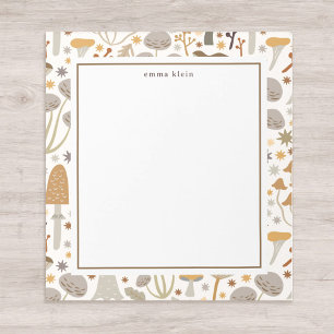 Whimsical Mushroom Pattern Custom Name Notepad