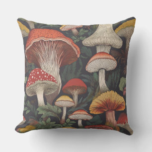 Whimsical Mushroom Pattern Design Outdoor Pillow