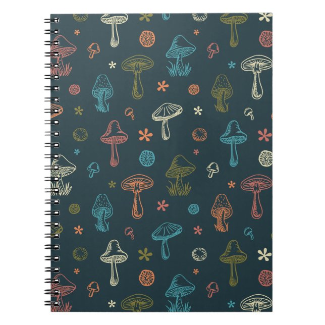 Whimsical Mushroom pattern Notebook (Front)