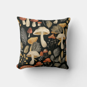 Whimsical Mushroom Pattern Throw Pillow