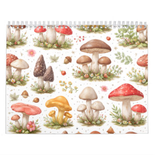 Whimsical Mushroom Pattern – Vintage Botanical Calendar