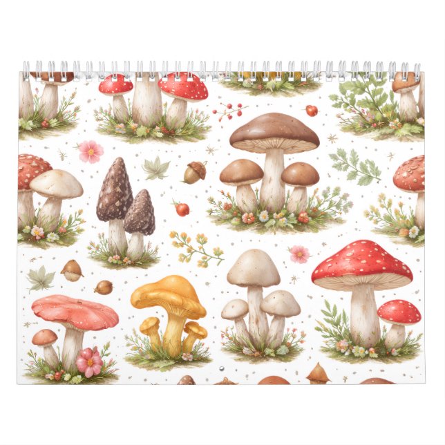 Whimsical Mushroom Pattern – Vintage Botanical  Calendar (Cover)