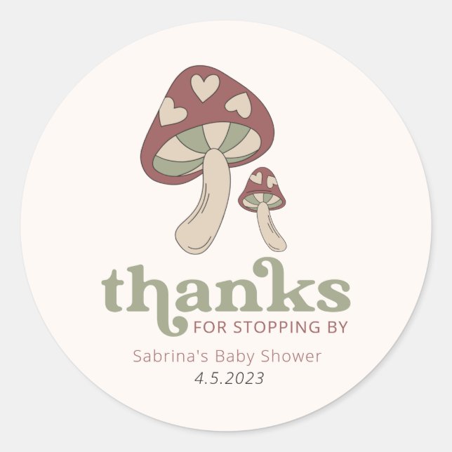 Whimsical Mushroom Sage Green  Label (Front)