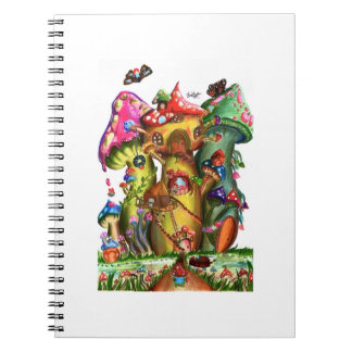 Whimsical Mushroom Village Fantasy Artwork Notebook