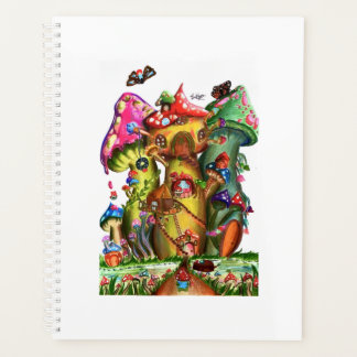 Whimsical Mushroom Village Fantasy Artwork Planner