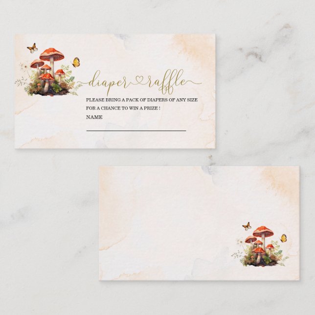 Whimsical Mushroom Watercolor baby shower diaper r Enclosure Card (Front/Back)