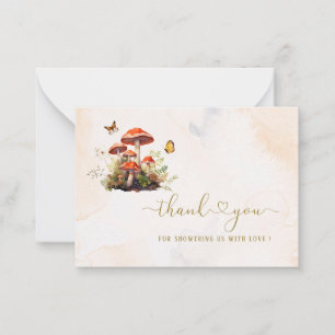 Whimsical Mushroom Watercolor thank you baby showe Card