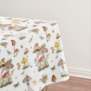 Whimsical Mushroom Woodland Pattern Tablecloth