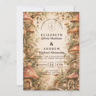 Whimsical Mushroom Woodland Wedding Invitation