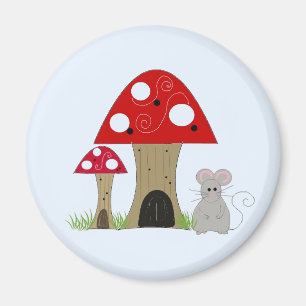 Whimsical Mushrooms and Mouse Magnet