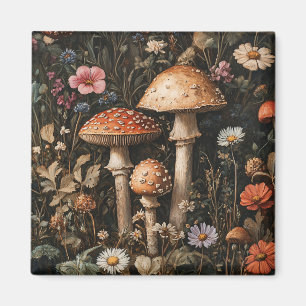Whimsical Mushrooms and Wildflowers Botanical Magnet