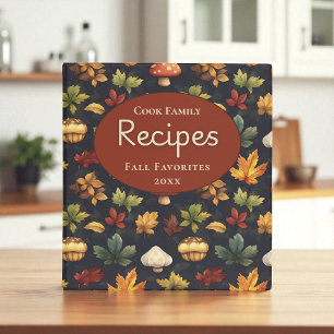 Whimsical Mushrooms & Autumn Leaves Recipe Custom Binder