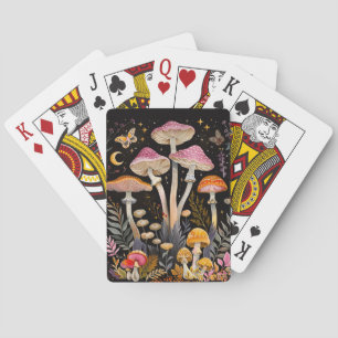 Whimsical Mushrooms Moths and Moon Playing Cards
