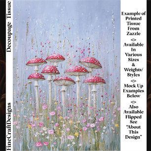 Whimsical Mushrooms & Wildflowers ES2R Decoupage Tissue Paper