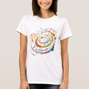 Whimsical Music Illustration with Colourful Notes T-Shirt