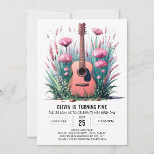 Whimsical Musician's Guitar Birthday Invitation