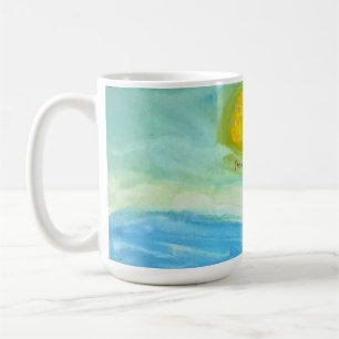Whimsical Naive Art Sun Landscape Coffee Mug
