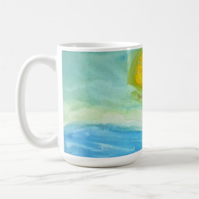 Whimsical Naive Art Sun Landscape Coffee Mug (Left)