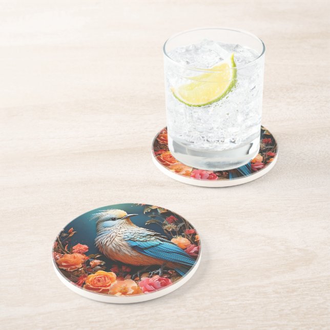 Whimsical Nature Blue Bird Coaster (Side)