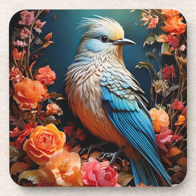 Whimsical Nature Blue Bird Coaster (Front)