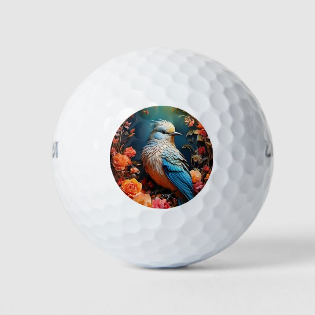 Whimsical Nature Blue Bird Golf Balls (Front)