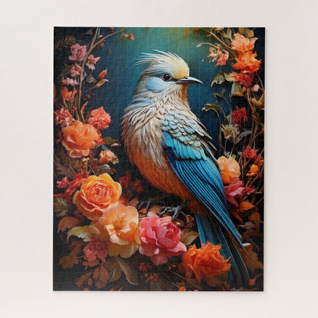 Whimsical Nature Blue Bird Jigsaw Puzzle (Vertical)