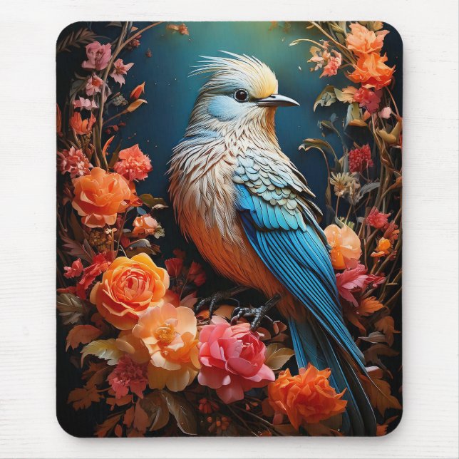 Whimsical Nature Blue Bird Mouse Pad (Front)