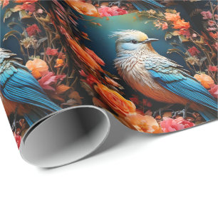 Whimsical Nature Blue Bird Wrapping Paper