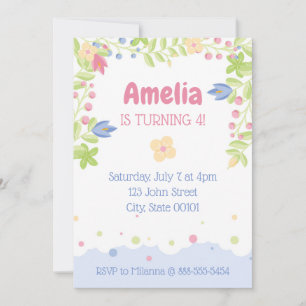 Whimsical Nature Kids Birthday Party Invitation