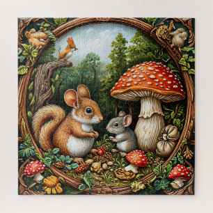 Whimsical Nature Scene With squirrel Jigsaw Puzzle