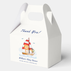 Whimsical Nautical Wild Lion Sailboat Baby Shower Favor Box