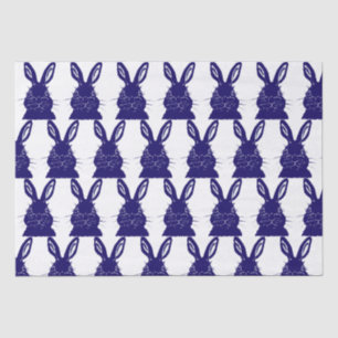 Whimsical Navy Blue & White Bunny Rabbit Pattern Tissue Paper