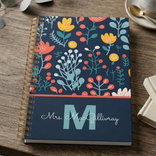 Whimsical Navy Botanical Teacher Appreciation Gift Planner