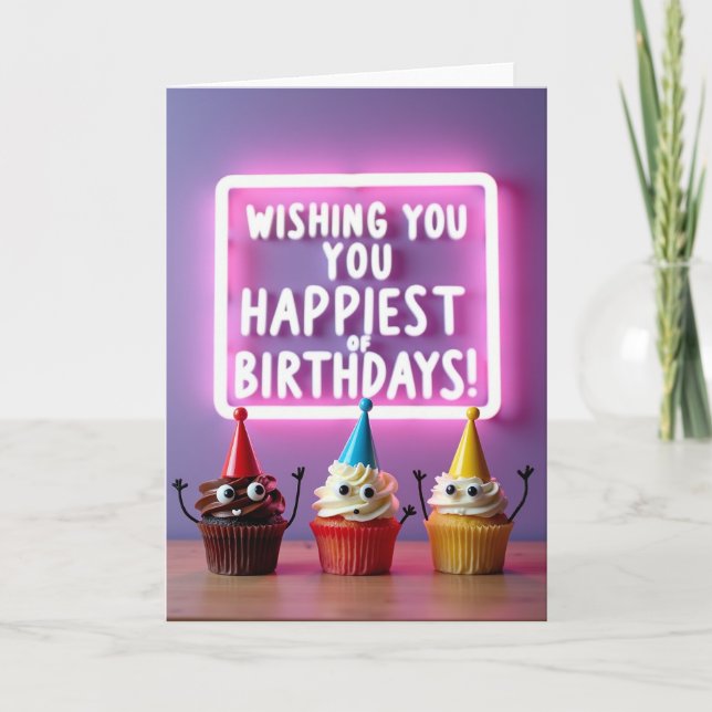Whimsical Neon Birthday Card (Front)