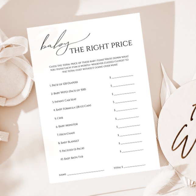 Whimsical Neutral Baby Shower The Right Price Card (Creator Uploaded)