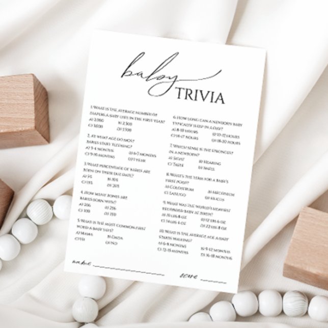 Whimsical Neutral Baby Shower Trivia Card (Creator Uploaded)