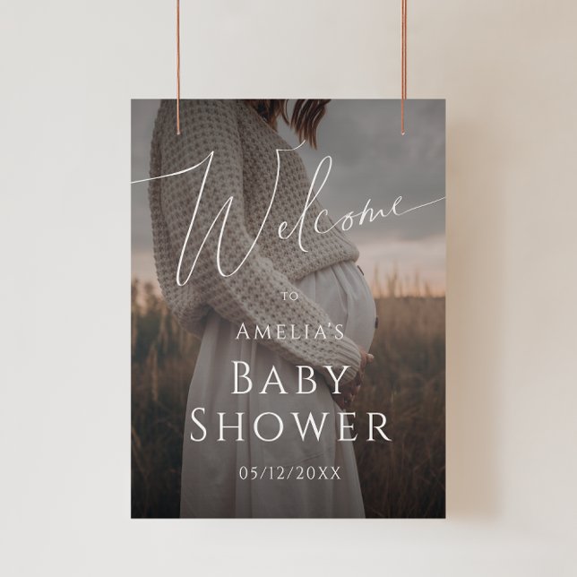 Whimsical Neutral Photo Welcome Baby Shower Sign (Creator Uploaded)
