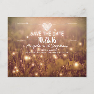 whimsical night lights save the date blush announcement postcard