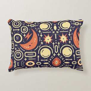 Whimsical Night Sky - Colourful Pattern Design Accent Pillow