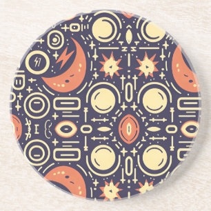 Whimsical Night Sky - Colourful Pattern Design Coaster