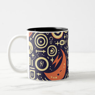 Whimsical Night Sky - Colourful Pattern Design Two-Tone Coffee Mug