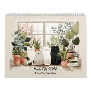 Whimsical Nordic Cats Scandinavian Cozy Home Calendar
