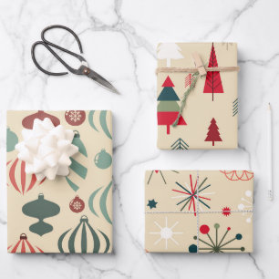 Whimsical Nordic Christmas Ornaments Wrapping Paper Sheet