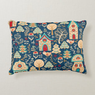 Whimsical Nordic Houses   Scandinavian Accent Pillow