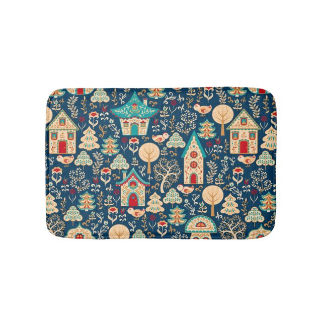 Whimsical Nordic Houses | Scandinavian Bath Mat (Front)
