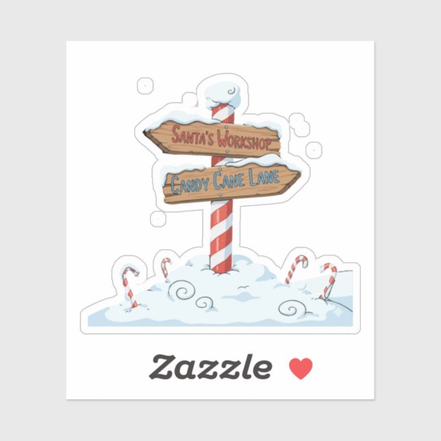 Whimsical North Pole Sign Santa's Workshop & Candy (Sheet)