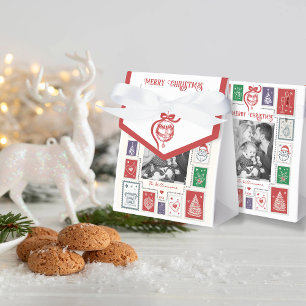 Whimsical Nostalgia Retro Stamp Christmas Photo Favor Box
