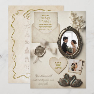 Whimsical & Nostalgic Romance With Timeline Invitation