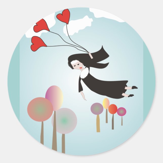 Whimsical Nun Art Gifts Classic Round Sticker (Front)
